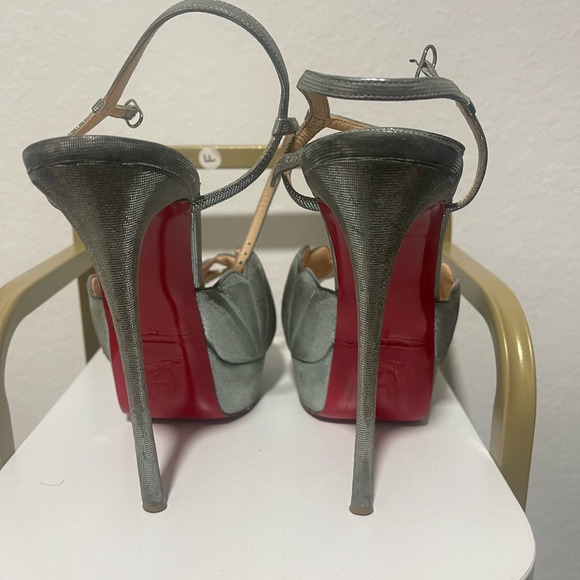 CHRISTIAN LOUBOUTIN Green/Metallic Botticella Alta 150 Sandal - Picture 1 of 5
